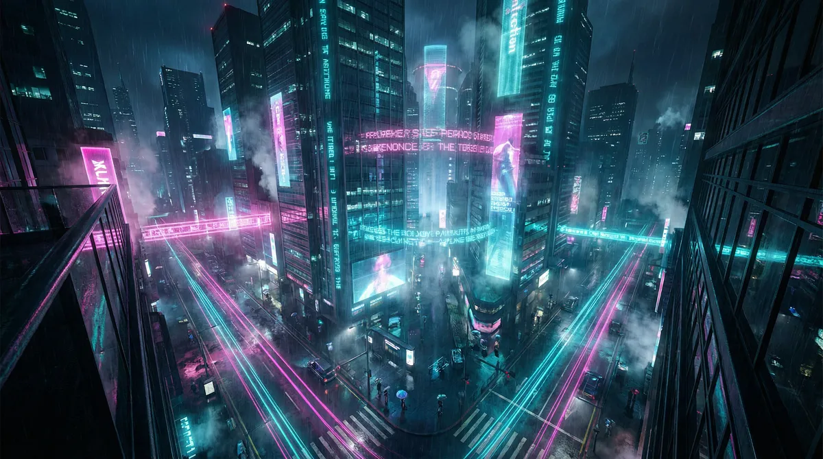 突围电视剧在线观看 竖屏短剧平台首页背景 - 赛博朋克都市夜景